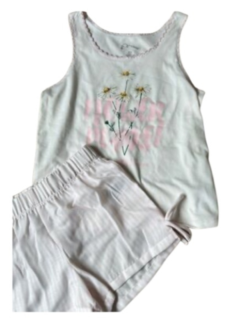 🇺🇸Art Class White Floral Tank & Shorts Pajama Set NWT XL (14)